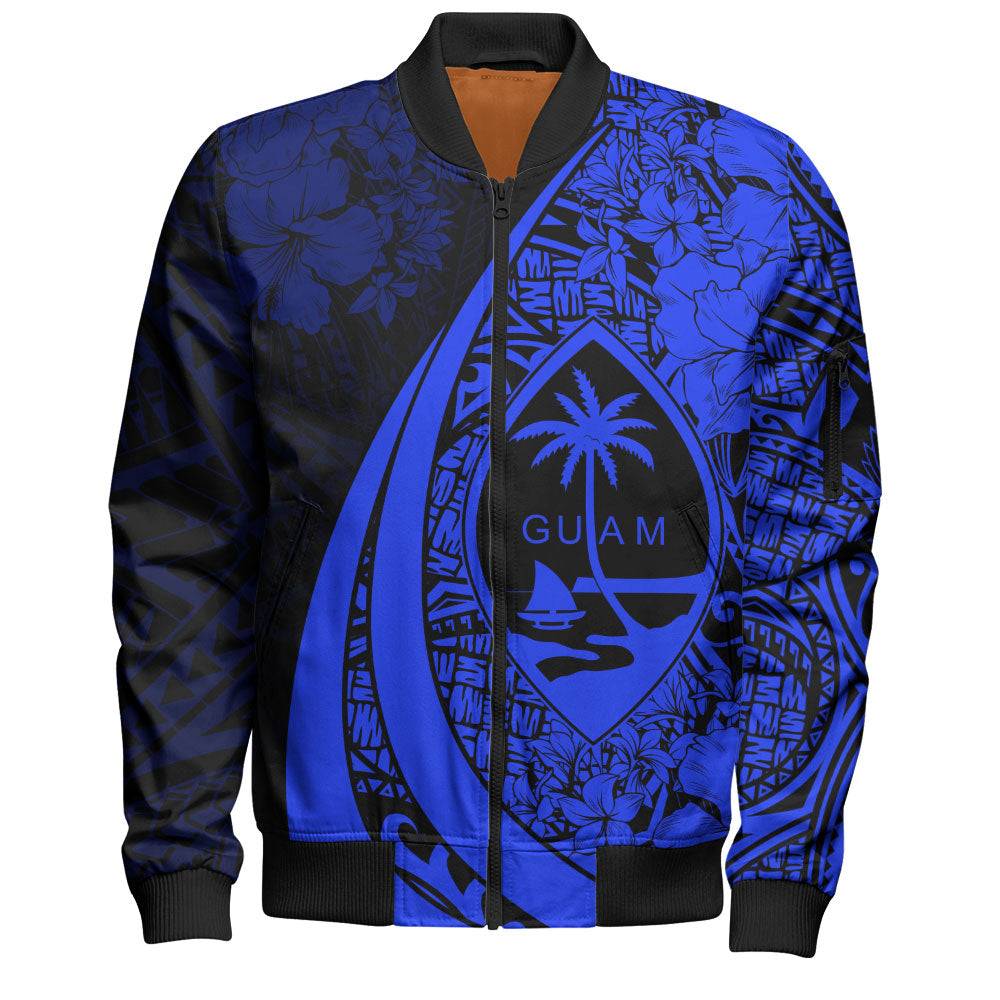 Guam Bomber Jacket Custom Hibiscus Flower Symbols Style