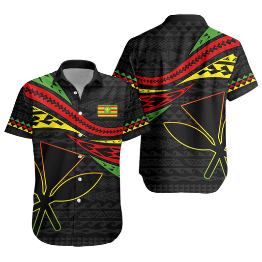 Hawaii Short Sleeve Shirt Polynesian Tribal Tattoo Ethnic Design