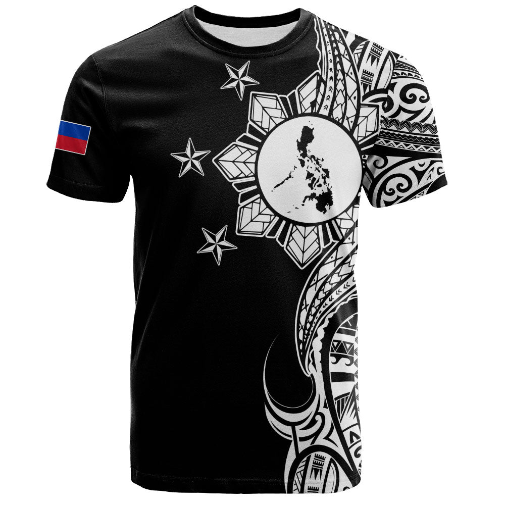 Philippines Filipinos T-Shirt Flag Sun Map Tribal Fusion Style