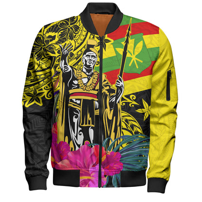 Hawaii Bomber Jacket Kanaka Maoli King Flag Tribal Tropical Style