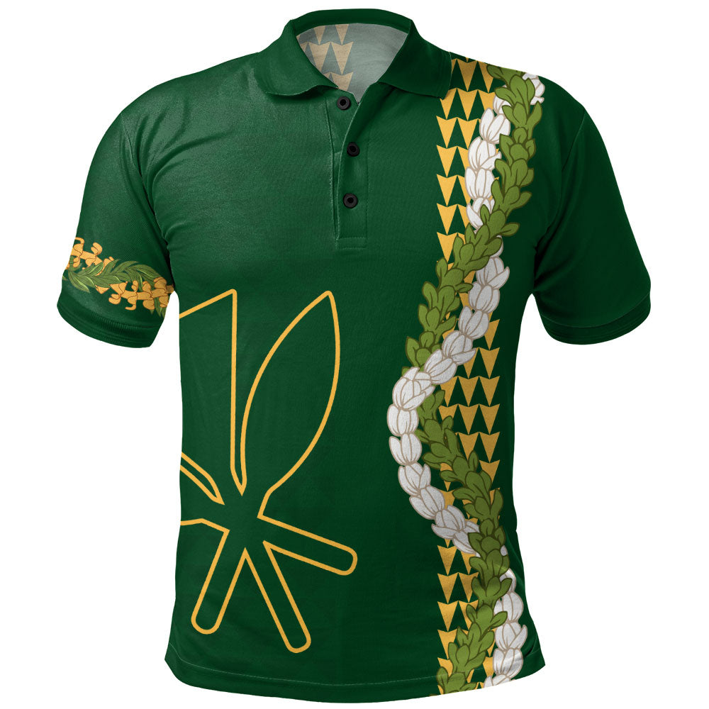 Hawaii Polo Shirt Kanaka Maoli Puakenikeni Maile Flower Lei