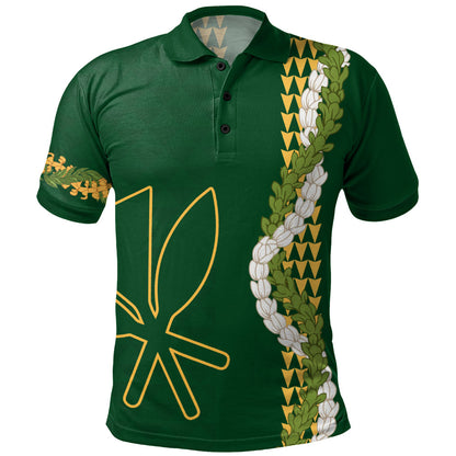 Hawaii Polo Shirt Kanaka Maoli Puakenikeni Maile Flower Lei
