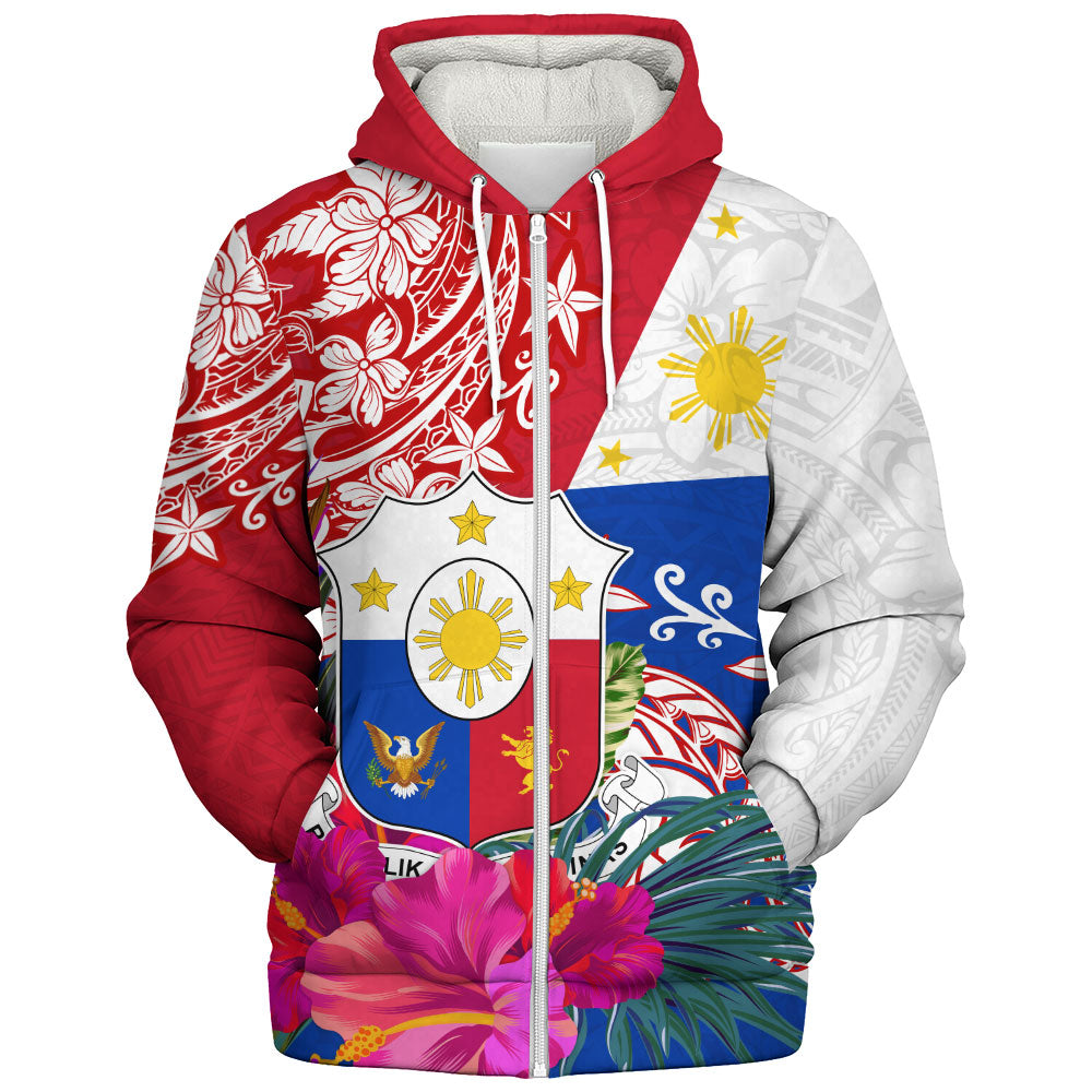 Philippines Filipinos Sherpa Hoodie Flag Tribal Tropical Style