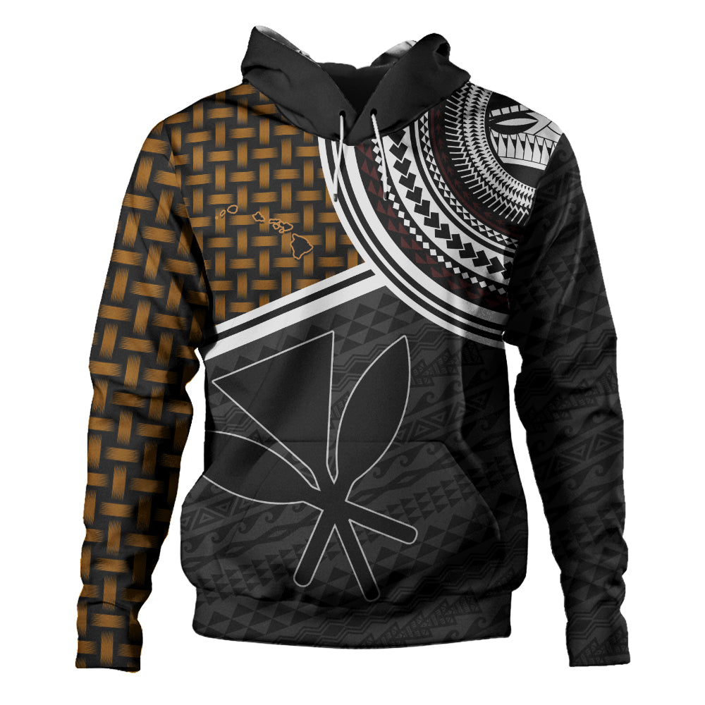 Hawaii Hoodie Kanaka Maoli Lauhala Pattern Tribal Polyneisan Vintage Style