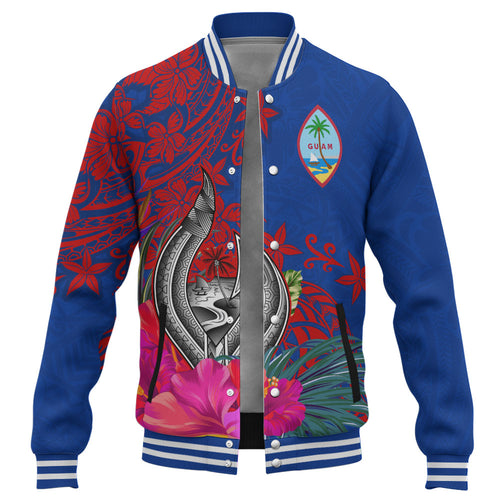 Guam Baseball Jacket Flag Tribal Tropical Style