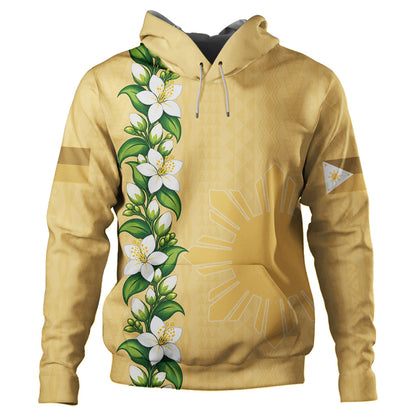 Philippines Filipinos Hoodie Sampaguita Flower Tribal Polynesian Sun Island Style