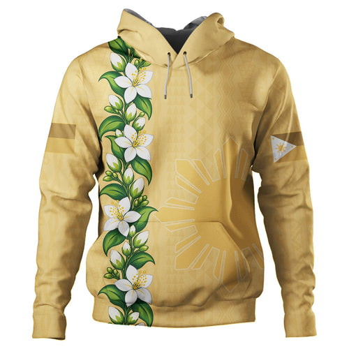 Philippines Filipinos Hoodie Sampaguita Flower Tribal Polynesian Sun Island Style