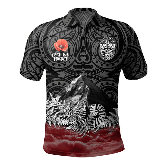 New Zealand Polo Shirt Silver Fern Lest We Forget