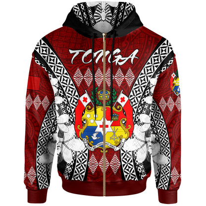 Tonga Hoodie - Custom Pattern Inspired By Tonga And Polynesian With Coat Of Arms Hoodie