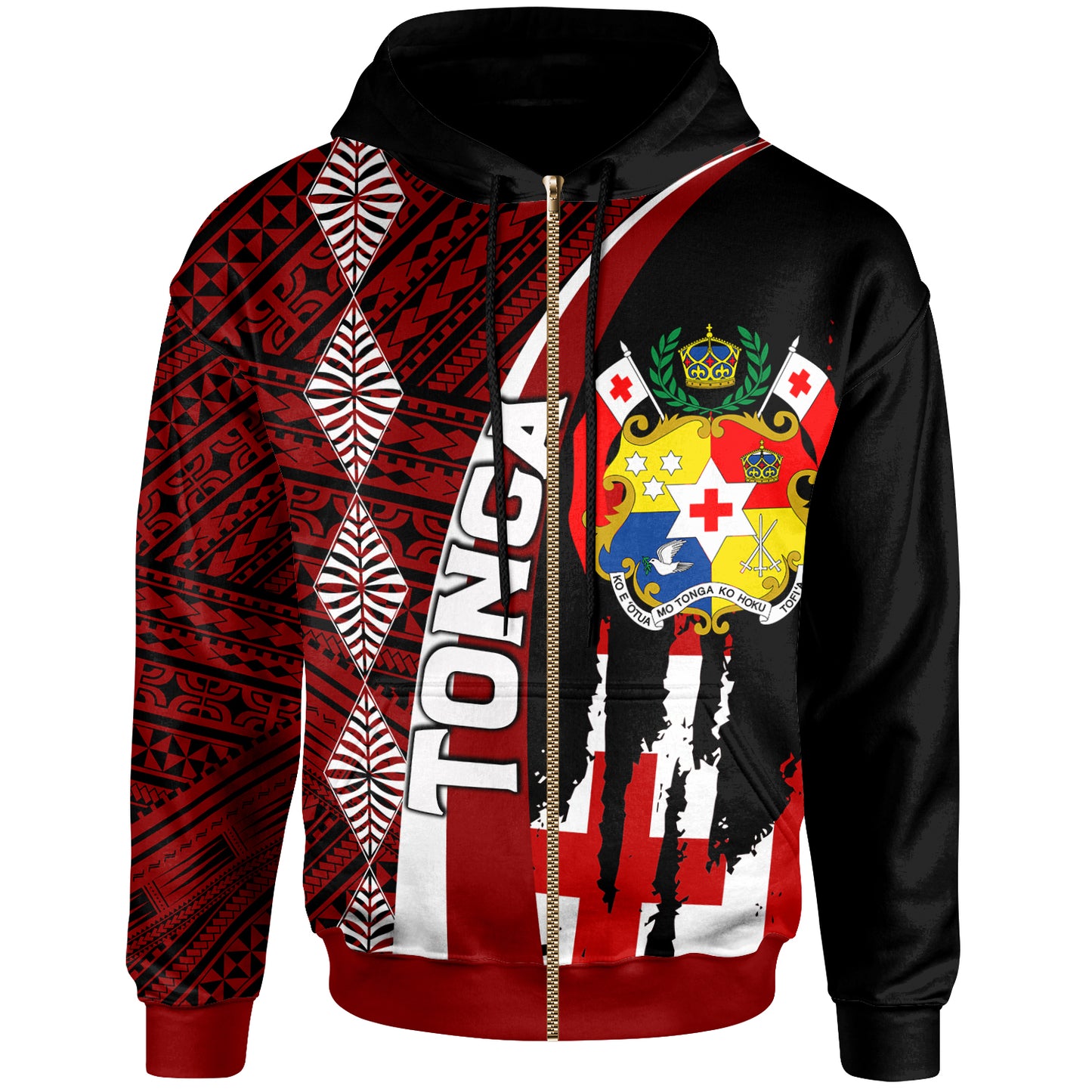 Tonga Hoodie - Custom Coat Of Arms Tapa Tonga Patterns Hoodie
