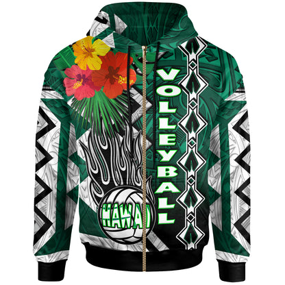 Hawaii Volleyball Hoodie - Custom Hawaii Volleyball Hibicus With Polynesian Patterns Custom Name And Number Hoodie