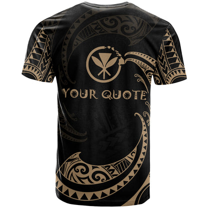 Personalized Quote Hawaii Polynesian T-Shirt - Gold Tribal Wave