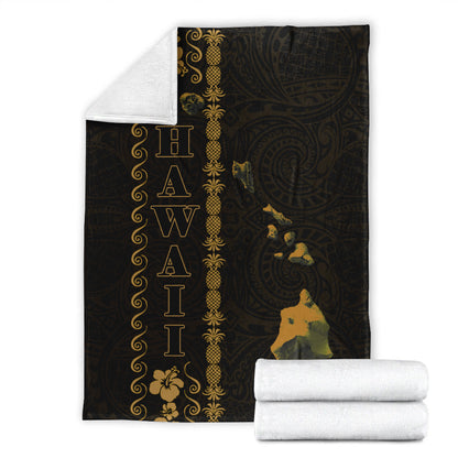 Hawaii Premium Blanket - Polynesian Map Style