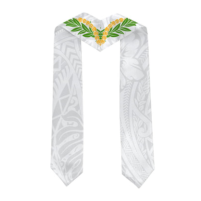 Hawaii Graduation Stole Custom 2026 Hawaiian Lei Polynesian Tribal White