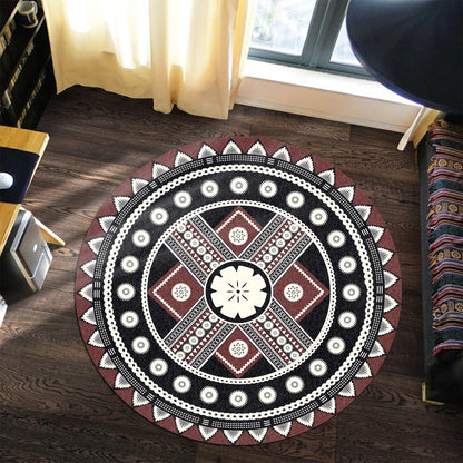 Fiji Round Rug - Tapa Fiji Pattern Culture Style Round Rugs