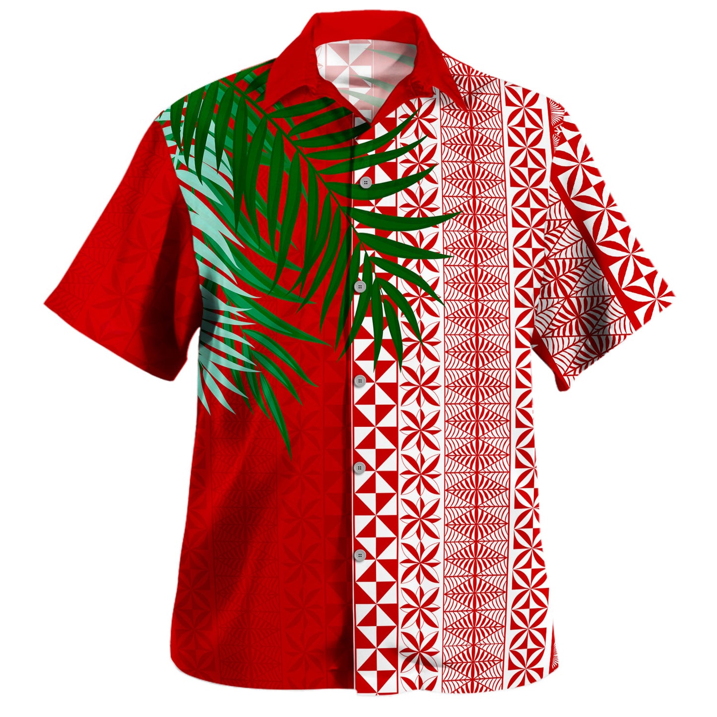 Tonga Combo Puletasi And Shirt Ngatu Design Pattern Leaves