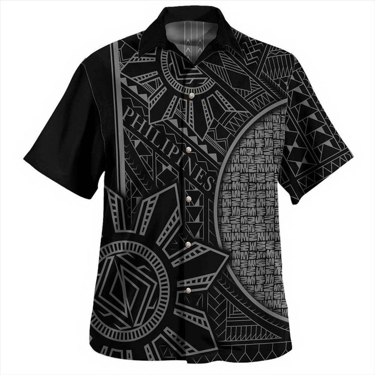 Philippines Hawaiian Shirt - Filipino Pattern and Sun with Karagumoy