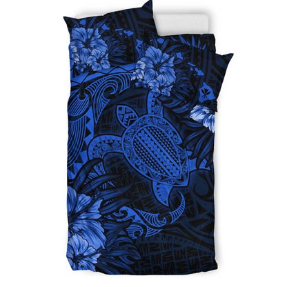 Hawaii Bedding Set - Hawaii Polynesian Turtle Tropical Blue Bedding Set