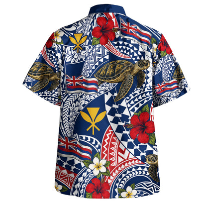 Hawaii Hawaiian Shirt Honu Sea Turtle Hibiscus Polynesian Pattern