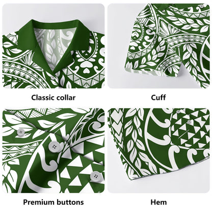 Polynesia Hawaiian Shirt Tribal Print Fabric Leave