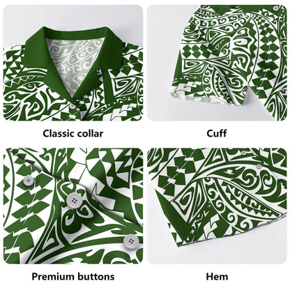 Polynesia Hawaiian Shirt Tribal Print Fabric