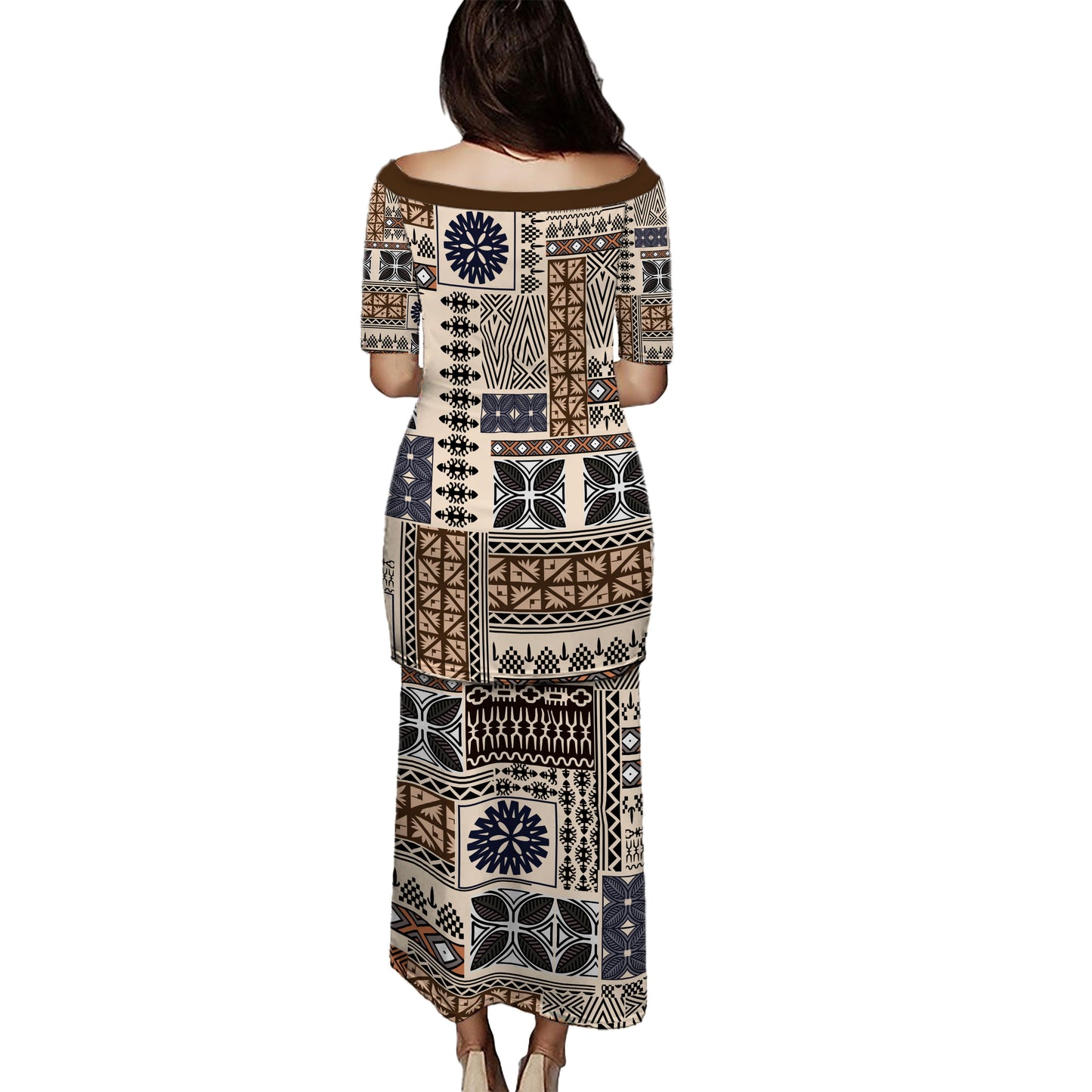 Fiji Combo Puletasi And Shirt Tapa Print Fabric