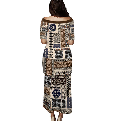 Fiji Combo Puletasi And Shirt Tapa Print Fabric