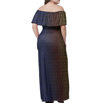 Philippines Filipinos Lapu-lapu Hero With Seal Filipinos Tribal Patterns Women Off Shoulder Long Dress