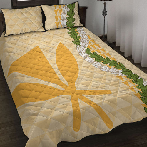 Hawaii Quilt Bed Set Kanaka Maoli Puakenikeni Maile Flower Lei