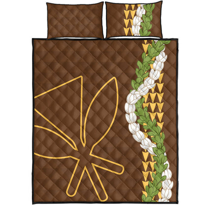 Hawaii Quilt Bed Set Kanaka Maoli Puakenikeni Maile Flower Lei