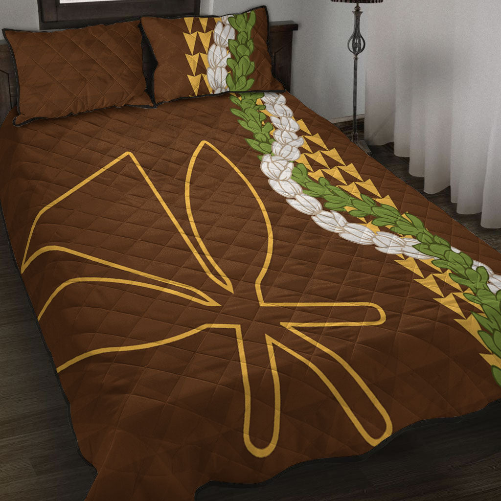 Hawaii Quilt Bed Set Kanaka Maoli Puakenikeni Maile Flower Lei