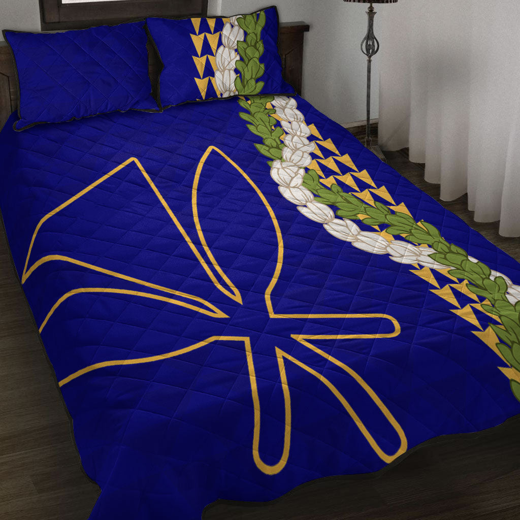 Hawaii Quilt Bed Set Kanaka Maoli Puakenikeni Maile Flower Lei