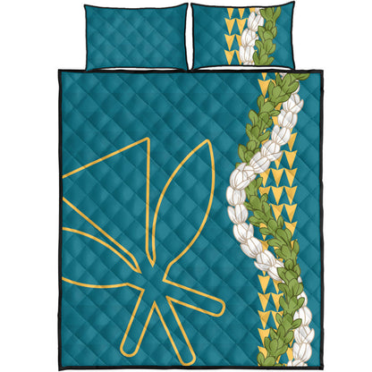 Hawaii Quilt Bed Set Kanaka Maoli Puakenikeni Maile Flower Lei