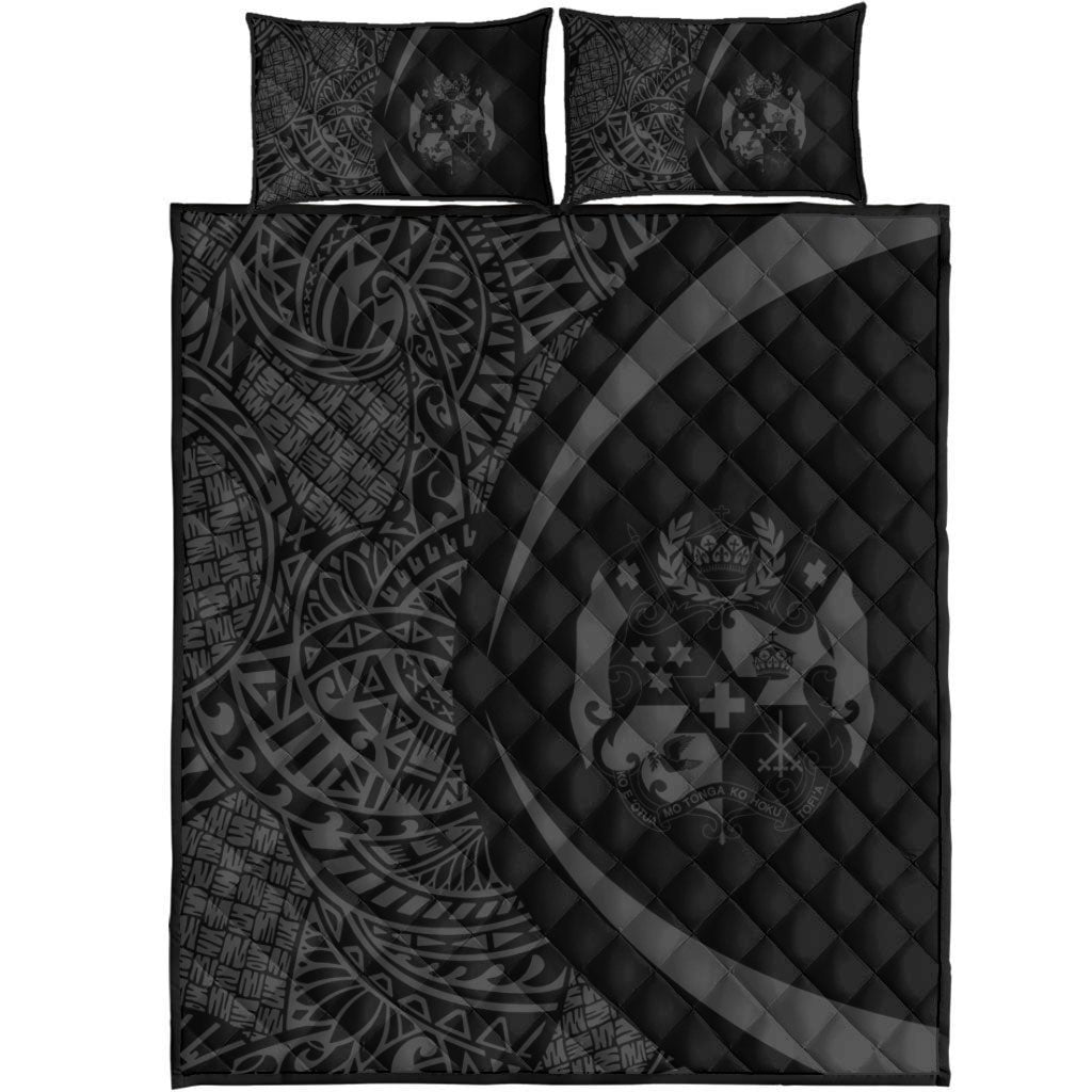Tonga Quilt Bed Set Lauhala Gray Circle Style