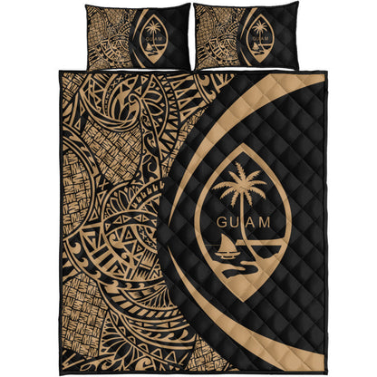 Guam Quilt Bed Set Lauhala Gold Circle Style