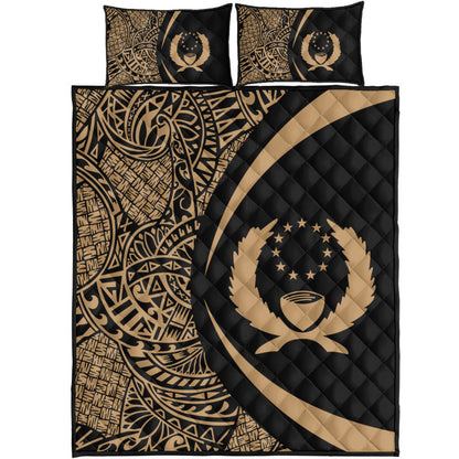 Pohnpei State Quilt Bed Set Lauhala Gold Circle Style