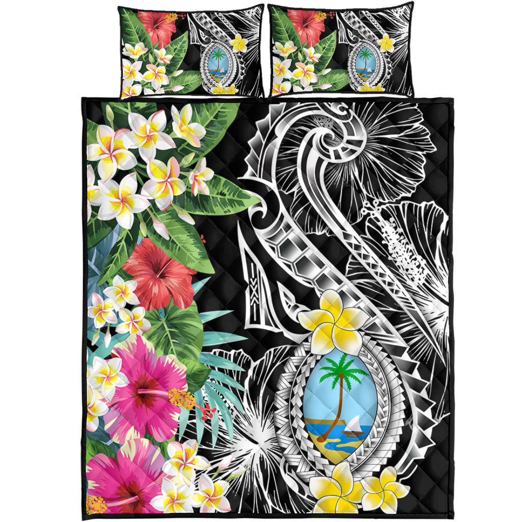 Guam Quilt Bed Set Summer Plumeria Tribal Tattoo