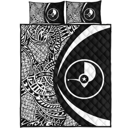 Yap State Quilt Bed Set Lauhala White Circle Style