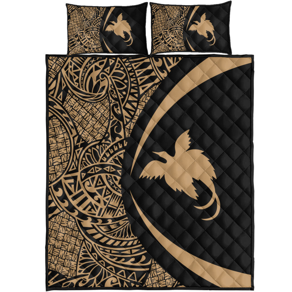 Papua New Guinea Quilt Bed Set Lauhala Gold Circle Style