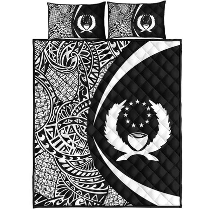 Pohnpei State Quilt Bed Set Lauhala White Circle Style