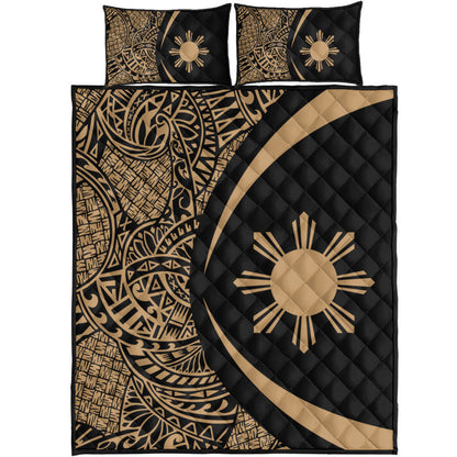 Philippines Filipinos Quilt Bed Set Lauhala Gold Circle Style