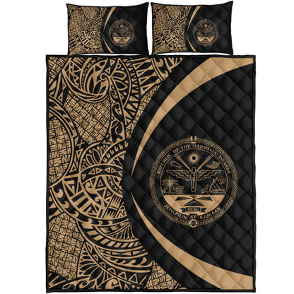 Marshall Islands Quilt Bed Set Lauhala Gold Circle Style