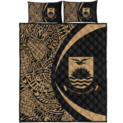 Kiribati Quilt Bed Set Lauhala Gold Circle Style