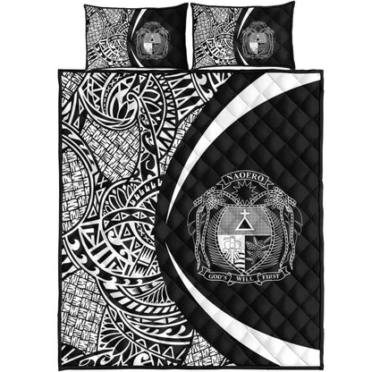 Nauru Quilt Bed Set Lauhala White Circle Style