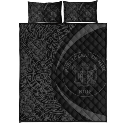 Niue Quilt Bed Set Lauhala Gray Circle Style