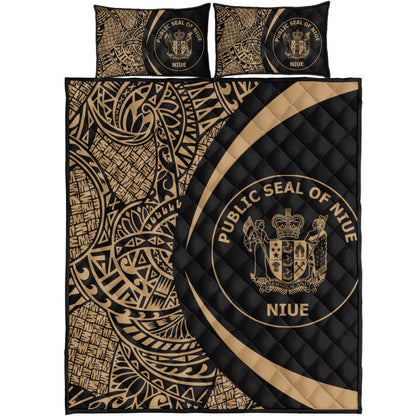 Niue Quilt Bed Set Lauhala Gold Circle Style