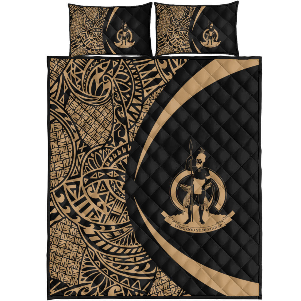Vanuatu Quilt Bed Set Lauhala Gold Circle Style