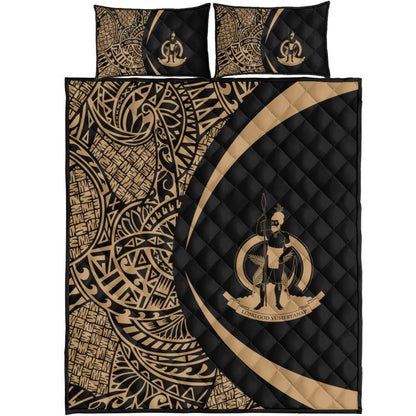 Vanuatu Quilt Bed Set Lauhala Gold Circle Style