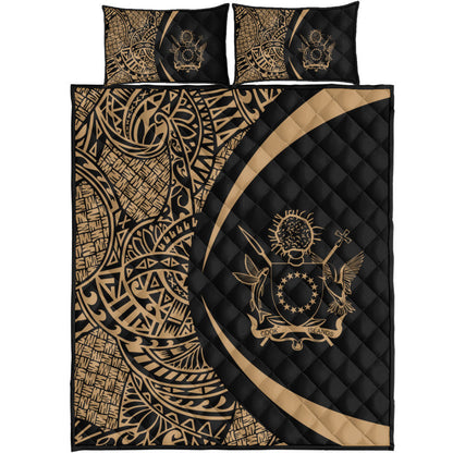 Cook Islands Quilt Bed Set Lauhala Gold Circle Style