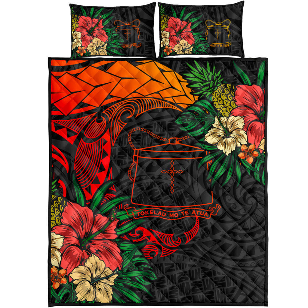 Tokelau Quilt Bed Set Polynesian Coat Of Arms Tropical